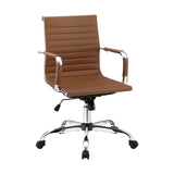 NNEDSZ Artiss Office Chair Conference Chairs PU Leather Mid Back Brown