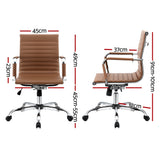 NNEDSZ Artiss Office Chair Conference Chairs PU Leather Mid Back Brown