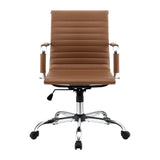 NNEDSZ Artiss Office Chair Conference Chairs PU Leather Mid Back Brown