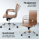 NNEDSZ Artiss Office Chair Conference Chairs PU Leather Mid Back Brown