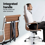NNEDSZ Artiss Office Chair Conference Chairs PU Leather Mid Back Brown