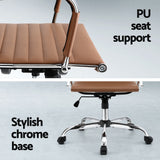 NNEDSZ Artiss Office Chair Conference Chairs PU Leather Mid Back Brown