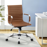 NNEDSZ Artiss Office Chair Conference Chairs PU Leather Mid Back Brown