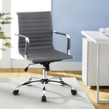 NNEDSZ Artiss Office Chair Conference Chairs PU Leather Mid Back Grey
