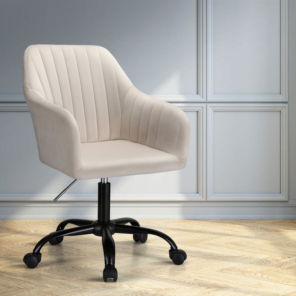NNEDSZ Artiss Office Chair Velvet Seat Cream