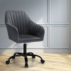 NNEDSZ Artiss Office Chair Velvet Seat Dark Grey
