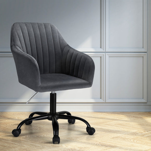 NNEDSZ Artiss Office Chair Velvet Seat Dark Grey