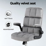NNEDSZ Artiss Office Chair Velvet Seat Racing Gaming Computer Desk Chairs Armrest Grey