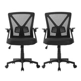 NNEDSZ Artiss 2x Mesh Office Chair Mid Back Black