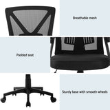 NNEDSZ Artiss 2x Mesh Office Chair Mid Back Black