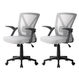 NNEDSZ Artiss 2x Mesh Office Chair Mid Back Grey