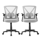 NNEDSZ Artiss 2x Mesh Office Chair Mid Back Grey