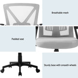 NNEDSZ Artiss 2x Mesh Office Chair Mid Back Grey