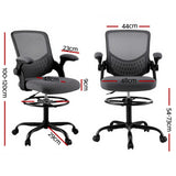 NNEDSZ Artiss Office Chair Drafting Chairs Stool Computer Desk Studios Mesh Grey