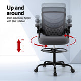 NNEDSZ Artiss Office Chair Drafting Chairs Stool Computer Desk Studios Mesh Grey
