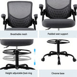 NNEDSZ Artiss Office Chair Drafting Chairs Stool Computer Desk Studios Mesh Grey