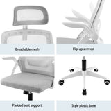 NNEDSZ Artiss Ergonomic Office Chair Computer Desk Chairs Headrest Adjustable Grey