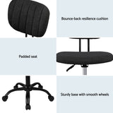 Artiss Armless Office Chair with Wheels, Ergonomic 360° Swivel Home Office Desk Chair, Height Adjustable Computer Task Chair with Fabric Back and Seat for Small Space, Black