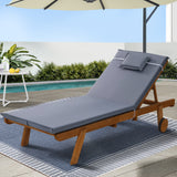 NNEDSZ Gardeon Sun Lounge Wooden Lounger Outdoor Furniture Day Bed Wheels Patio Grey