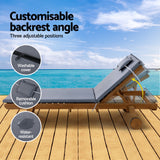 NNEDSZ Gardeon Sun Lounge Wooden Lounger Outdoor Furniture Day Bed Wheels Patio Grey