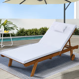 NNEDSZ Gardeon Sun Lounge Wooden Lounger Outdoor Furniture Day Bed Wheels Patio White