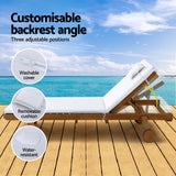 NNEDSZ Gardeon Sun Lounge Wooden Lounger Outdoor Furniture Day Bed Wheels Patio White