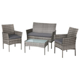 NNEDSZ Gardeon 4 Seater Outdoor Sofa Set Wicker Setting Table Chair Furniture Grey