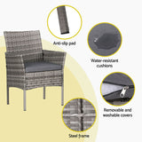 NNEDSZ Gardeon 4 Seater Outdoor Sofa Set Wicker Setting Table Chair Furniture Grey