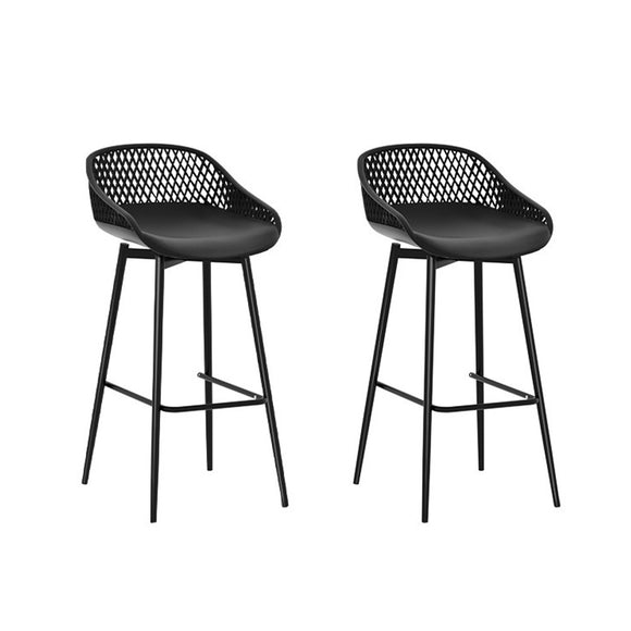 NNEDSZ Gardeon 2x Outdoor Bar Stools Plastic Black
