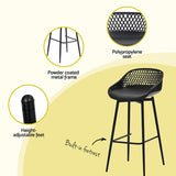 NNEDSZ Gardeon 2x Outdoor Bar Stools Plastic Black
