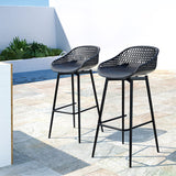 NNEDSZ Gardeon 2x Outdoor Bar Stools Plastic Black