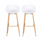 Gardeon 2PC Outdoor Bar Stools Plastic Metal Dining Chair Patio Furniture White