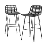 NNEDSZ Gardeon 2x Outdoor Bar Stools Rattan Black