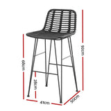 NNEDSZ Gardeon 2x Outdoor Bar Stools Rattan Black