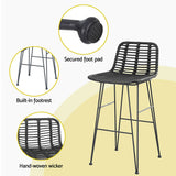 NNEDSZ Gardeon 2x Outdoor Bar Stools Rattan Black