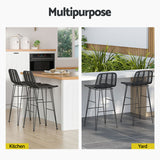 NNEDSZ Gardeon 2x Outdoor Bar Stools Rattan Black