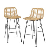 NNEDSZ Gardeon 2x Outdoor Bar Stools Rattan Nature