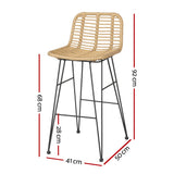 NNEDSZ Gardeon 2x Outdoor Bar Stools Rattan Nature