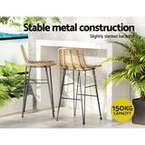 NNEDSZ Gardeon 2x Outdoor Bar Stools Rattan Nature