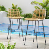NNEDSZ Gardeon 2x Outdoor Bar Stools Rattan Nature