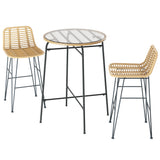 NNEDSZ Gardeon 3-Piece Outdoor Bar Set Wicker Table Chairs Patio Bistro