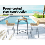 NNEDSZ Gardeon 3-Piece Outdoor Bar Set Wicker Table Chairs Patio Bistro