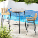NNEDSZ Gardeon 3-Piece Outdoor Bar Set Wicker Table Chairs Patio Bistro