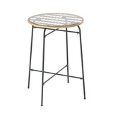 NNEDSZ Outdoor Bar Table Wicker Dining Bistro Patio Balcony Glass Table Steel