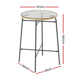 NNEDSZ Outdoor Bar Table Wicker Dining Bistro Patio Balcony Glass Table Steel