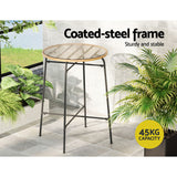 NNEDSZ Outdoor Bar Table Wicker Dining Bistro Patio Balcony Glass Table Steel