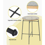 NNEDSZ Outdoor Bar Table Wicker Dining Bistro Patio Balcony Glass Table Steel