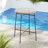NNEDSZ Outdoor Bar Table Wicker Dining Bistro Patio Balcony Glass Table Steel