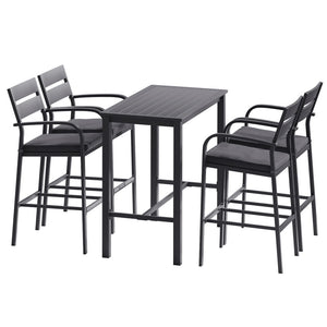 NNEDSZ Gardeon Outdoor Bar Set 5-Piece Patio Dining Chairs Aluminium Table Stools