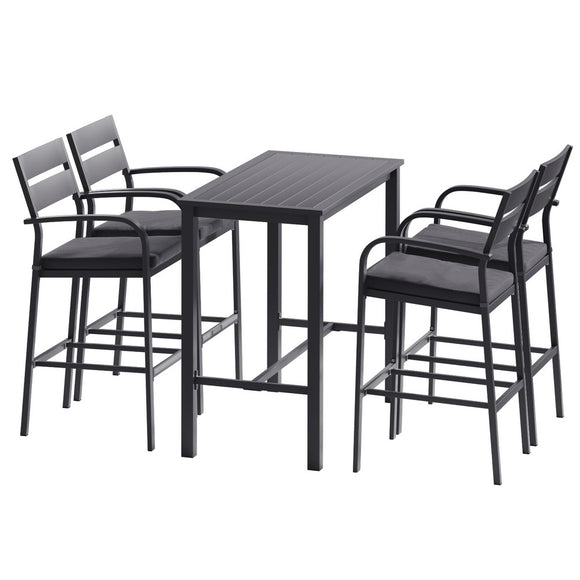 NNEDSZ Gardeon Outdoor Bar Set 5-Piece Patio Dining Chairs Aluminium Table Stools